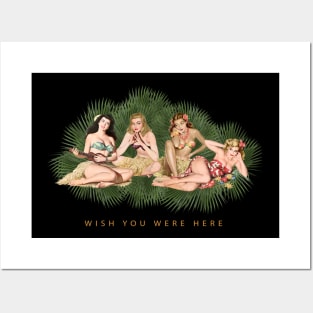 Hula Girls Wishing You Were Here Posters and Art